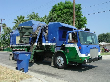 Recycled construction materials sorted by a waste clearance service